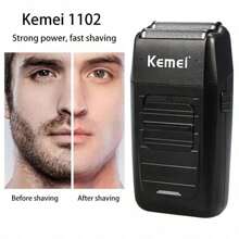 Afeitadora recargable inalámbrica Kemei para hombres, con doble hoja, afeitadora recíproca para barba, cuidado facial, multifunción, recortadora potente KM-1102 USB