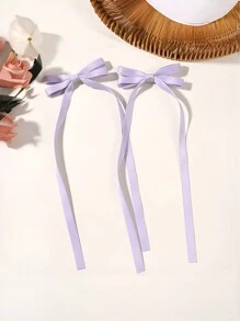 2 件装甜美芭蕾缎带蝴蝶结发夹，适合女孩 - 彩色 - 查看 11