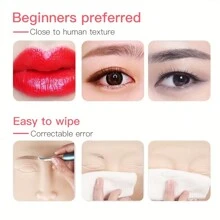 JC TATTOO 1/3/5pcs Tattoo Full Face Three Lips Five Pairs Silicone Mouth Practice Skin Faux Skin Makeup Silicone Learning Fake Skin Tattoo Beginner Practice Skin Suitable For Tattoo Beginners And Tattoo Artists. - Khaki - View 7