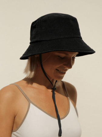 1 件女士纯色水洗可拆卸抽绳渔夫帽，防风、防晒