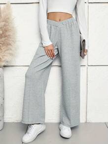 Quần ống rộng cạp cao có dây rút túi xẻ tà cho nữ - Xám - Xem 4