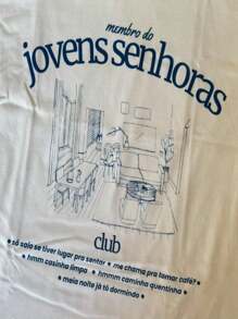 Women's T-Shirt With Young Ladies Print - 白色 - 查看 2