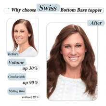 12inch Human Hair Toppers For Women Real Human Hair Topper Hair Pieces For Women Human Hair Toppers For Women With Thinning Hair Pieces For Thinning Hair Loss Cover - 中型赤褐色 - 查看 5