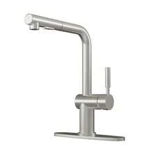 MONDAWE Two Function Single Handle Pull Out Sprayer Kitchen Faucet Deckplate Included - 銀色 - 查看 1