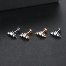 1 件钛方晶锆石耳钉，适合女士螺旋海螺穿孔身体首饰 - TC035 - 查看 4