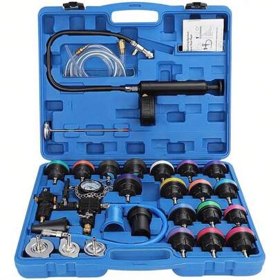 28Pcs Radiator Pressure Tester Kit - Universal Cooling System Diagnostic Tool Professional Radiator Leak Detection Coolant Filling Kit For Cars