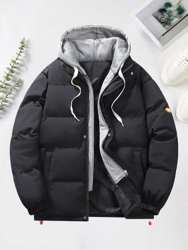 Men 2 In 1 Down Jacket, Loose, Thick, Warm, Couple Padded Coat, Winter