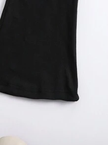 3pcs Young Girl Solid Color Casual Flare Pants Set, Fall - Black - View 7