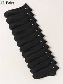 2/5/10/12/15/20 Pairs Of Men's Casual Ankle Socks, Black, Simple Design, Versatile, For Gym - Black - View 5