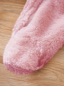 H HIBOBI 保暖蓬松3D熊耳连帽长袖婴儿连体衣，带手脚套（帽子内衬可拆卸），冬季 - 淺粉色 - 查看 4