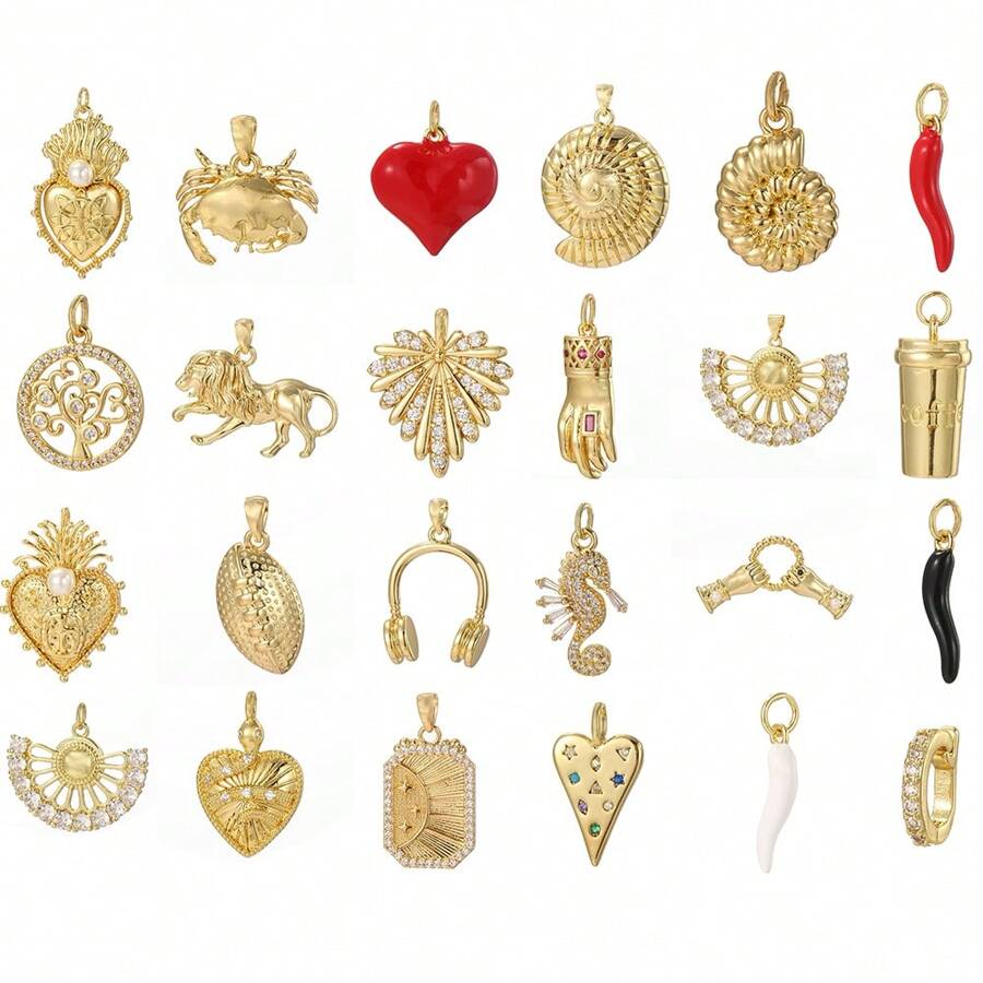 1 peça de decoração com pingente personalizado e fofo, inclui coração, caranguejo, leão, fone de ouvido, mão, concha do mar, enfeites de pingente de pimenta, ideal para presentes de feriado e dia dos namorados