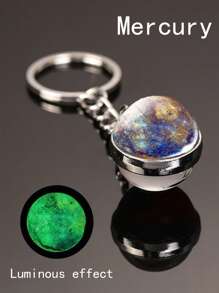 精致夜光玻璃球双面水晶钥匙扣礼品套装 - 星空星系/地球/太阳/月亮/火星/水星/木星/土星万圣节圣诞节礼物星星吊饰小礼物 - 彩色 - 查看 17