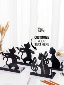 2pcs Cat-Shaped Metal Bookends, Lacquered Surface, Stand-Up Book Rack Design, Heavy Duty Non-Slip Book Supports, Multi-Purpose Bookshelf Dividers, Suitable For Home And Office, Fit For Various Room Types Back To School