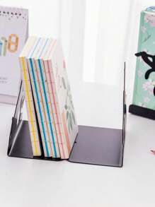 2pcs Cat-Shaped Metal Bookends, Lacquered Surface, Stand-Up Book Rack Design, Heavy Duty Non-Slip Book Supports, Multi-Purpose Bookshelf Dividers, Suitable For Home And Office, Fit For Various Room Types Back To School
