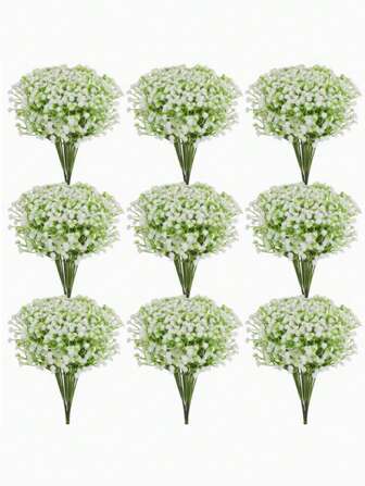 130pcs Artificial Baby's Breath Flowers - Faux Gypsophila Bouquets With Stems For Home Decor, Wedding, Engagement, Christmas, Halloween, Easter, Thanksgiving - Tabletop Floral Arrangements For Various Room Types