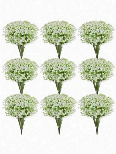 130pcs Artificial Baby's Breath Flowers - Faux Gypsophila Bouquets With Stems For Home Decor, Wedding, Engagement, Christmas, Halloween, Easter, Thanksgiving - Tabletop Floral Arrangements For Various Room Types
