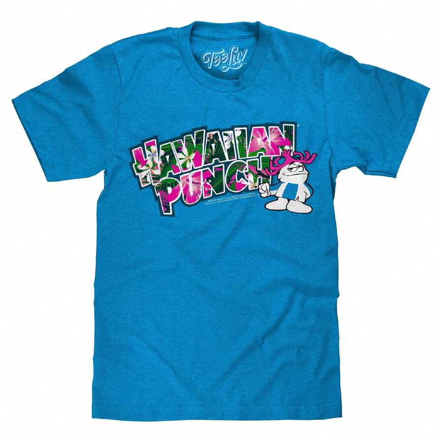 Hawaiian Punch Floral Print T-Shirt - Blue - 彩色 - 查看 1