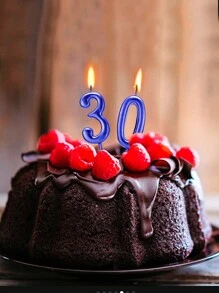 金色、银色、蓝色、黑色可爱小数字0-9生日、周年纪念、1岁生日蛋糕装饰蜡烛 - 藍色 - 查看 3