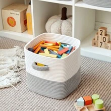 Storage Cube Baskets For Organizing - 3 Pack - 11 Inch Square Baskets For Cube Storage, Closet Storage Bins - Woven Cube Storage Bins For Shelves - Cube Drawer - Ideal For Toy Storage - Trắng và xám - Xem 3