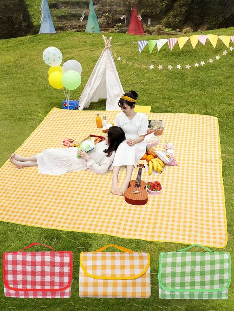 1pc Portable Picnic Mat, Outdoor Picnic Blanket For Spring/Summer, Party Table Cover, Waterproof Pad, Beach Mat, Camping Picnic Pad For Lawn
