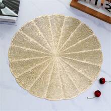 1/4/6/8/12 piezas Manteles individuales redondos de PVC dorados y huecos, lavables, fáciles de limpiar, antideslizantes, resistentes al calor, para decoración de mesa de comedor, tazas, fiestas, bodas y festividades