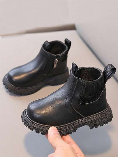 1 Pair Comfortable & Versatile Slow-Release Soft Bottom Girls Children Ankle Boots, Side Zipper Boots