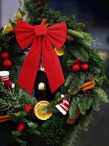 6pcs/10pcs Bow Christmas Tree Decoration Set - Includes Hanging Ornaments With Twist Ties, Suitable For Home And Party Decor - Red - View 3