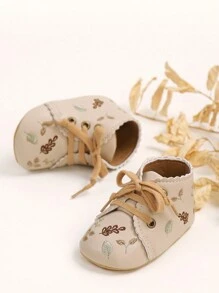 Newborn Infant Girl Princess Mary Jane Dresses Shoes Premium Lightweight Soft Sole Crib Shoes Toddler Shoes Retro Style - Apricot - View 5