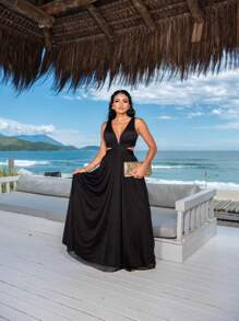 Cross-Over Dress For Graduates And Bridesmaids. - 黑色 - 查看 1