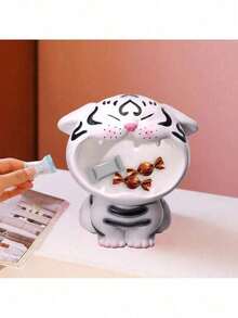 Key Storage Box Trinket Sundries Big Mouth Tigers Sculpture For Desk Bedroom Entrance Home Decor - trắng - Xem 1