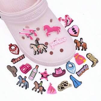 11/23pcs Western Cowboy Theme Shoe Charms Set, PVC Shoe Decorations For Beach Bag, Shoe Accessories Charms, Gift Idea For Birthday Christmas Valentine's Day Halloween Party Favors