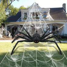 2 Packs 35.4inch Halloween Giant Hairy Spider Realistic Scary For Indoor Outdoor Home Yard Haunted Yard Decorations Car Decor Creates Spine-Tingling Atmosphere