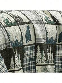 3 Pcs Cabin Lodge Rustic Country Bear Quilt Bedspread Set 22672 - 國王 - 查看 6