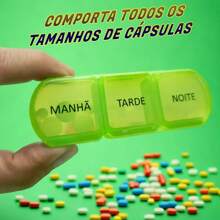 Porta Comprimidos Grande Portátil Estojo Separador Compartimento Organizador Remédio Medicamento Cápsulas Diario Semanal - Multicolorido - Visão 9