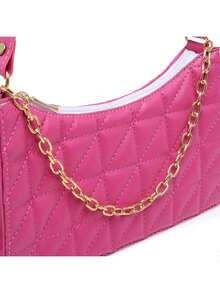 Small Half Moon Women's Bag With Side And Crossbody Straps New Release - 玫紅色 - 查看 3