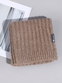1 pièce Écharpe homme décontractée de couleur unie en fausse cachemire tricotée, avec texture rayée, douce et confortable. Convient pour les sorties quotidiennes - A - Voir 11