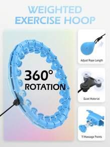 JLoibao Weighted Circle For Adults Weight Loss, Fitness Hoop Plus Size 51 Inch, Include 27 Detachable Links And Waist Trainer For Women - Blue - View 3