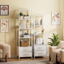Satifur Storage Rack With Drawers, Wooden High Display Vertical Bookshelf, Vertical Kitchen Storage Rack, Bedroom, Living Room, Office, Bathroom - màu đen - Xem 2