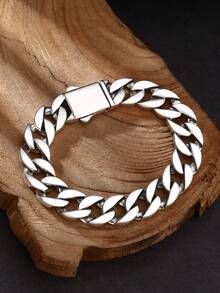 1 chiếc vòng tay xích lò xo hình bông tuyết bằng bạc Sterling 925 đánh bóng, thích hợp để nam giới đeo hàng ngày - trắng - Xem 2