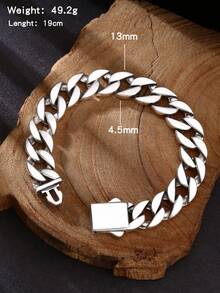 1 chiếc vòng tay xích lò xo hình bông tuyết bằng bạc Sterling 925 đánh bóng, thích hợp để nam giới đeo hàng ngày - trắng - Xem 3