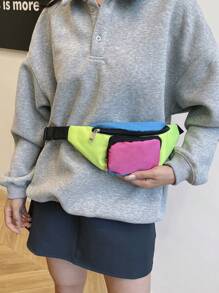 Women's Fashionable Waist & Chest Bag Combo, Color Blocking Shoulder Messenger Bag, Oxford Cloth Multi-Function Bag - Multicolor - View 8