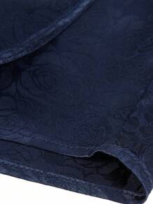 Men Rose Pattern Jacquard Long Sleeve Shirt - Navy Blue - View 6