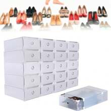 20X Clear Plastic Shoe Storage Boxes Drawer Stackable Foldable Durable Organiser