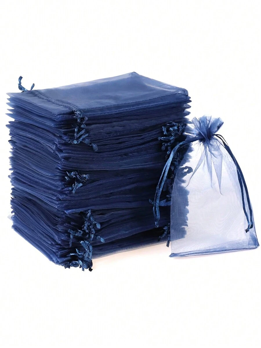 30 piezas Bolsas de organza para regalos de joyería y pequeños regalos, bolsas de regalo para bodas, bolsas con cordón para suministros escolares, bolsas y cajas para alimentos, aptas para caramelos, chocolates, galletas, etc. - Azul Marino - Ver 1