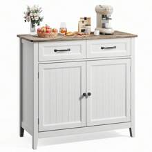 Lofka 35.4"W Kitchen Buffet Sideboard Cabinet, 2 Drawers Farmhouse Coffee Bar Storage Cabinet With Adjustable Shelf, Kitchen Storage Island With Doors For Dining Room, Entryway, Bathroom, Valentine's Day Ideas
