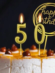 Cute 0-9 Number Cake Candles In Gold, Silver, Blue And Black Colors, For Birthday, Anniversary, Or One Year Old Celebration