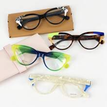 Women's Acetate Glasses Frame Retro Cat Eye Various Colors Limited AF304 - C6 粉紅色韁繩 - 查看 2