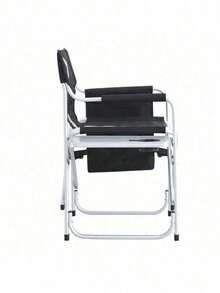 1-Piece Padded Folding Outdoor Chair With Side Table And Storage Pockets,Lightweight Oversized Directors Chair For Indoor, Outdoor Camping, Picnics And Fishing,Black/Grey - 黑+灰+鋁-1 - 查看 6