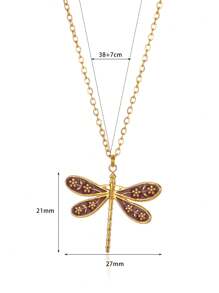 1 Stück Halskette für Frauen in Goldfarbe aus Edelstahl mit Libellen Anhänger, Choker, modischer Vintage Insekten Schmuckzubehör als Geschenk