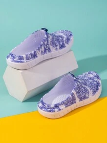 Women'S Garden Casual Slippers, Beach Sandals, Non-Slip Swimming Pool Water Shoes, Home Slippers, Blue And White Porcelain Pattern, Light And Comfortable EVA Hole Shoes - 藍色 - 查看 5